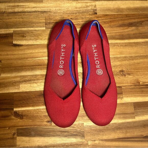 Rothy’s ‘The Flat’ Bright Red Round Toe *Size runs small* Marked as 8W- Fits 7 - Picture 7 of 11